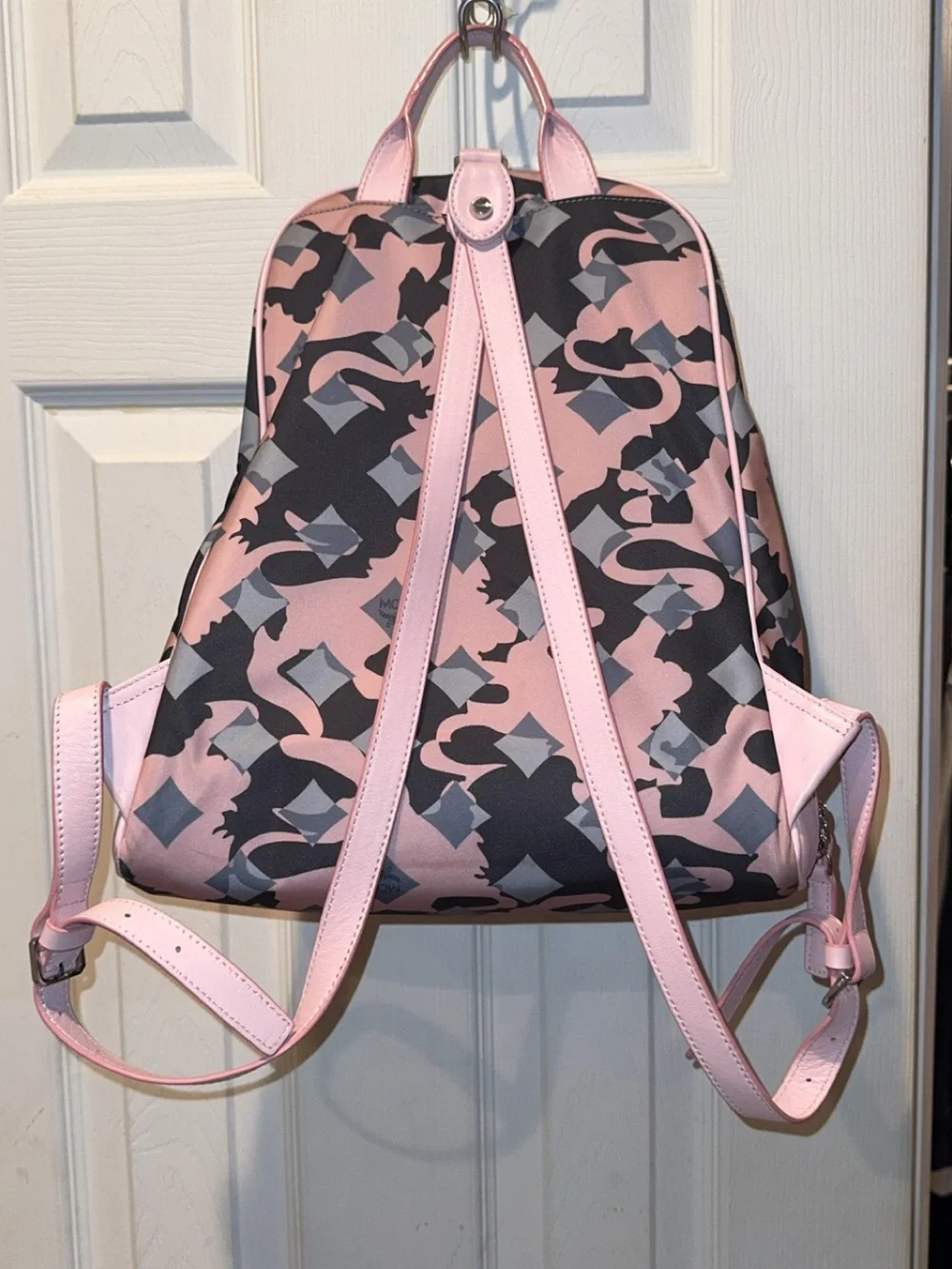 MCM Pink Camouflage Logo Backpack